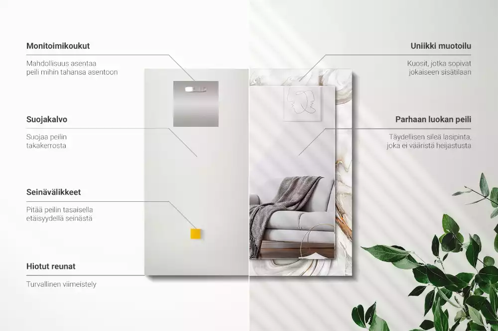 Rechteckiger spiegel Abstraktes Marmormuster