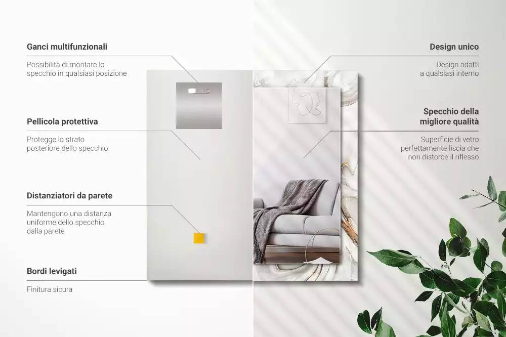 Rechteckiger spiegel Abstraktes Marmormuster