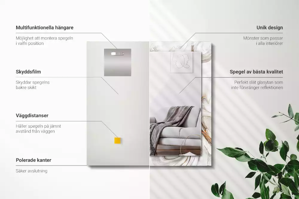 Rechteckiger spiegel Abstraktes Marmormuster