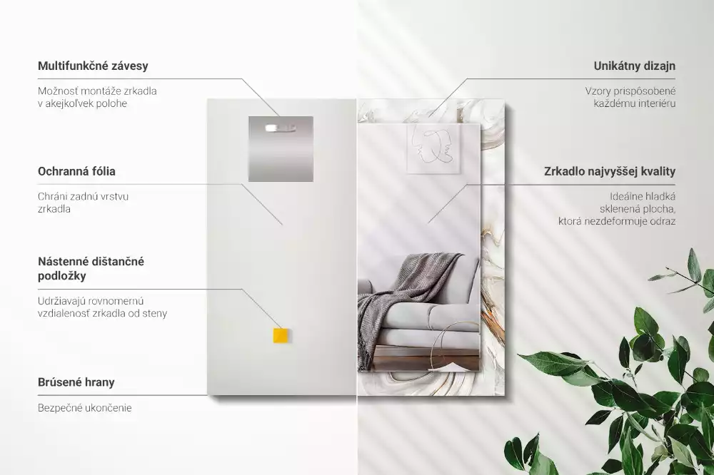 Rechteckiger spiegel Abstraktes Marmormuster