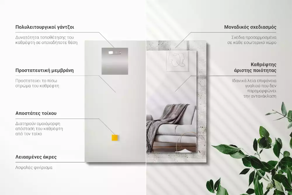 Rechteckiger spiegel Rissige Betonwand