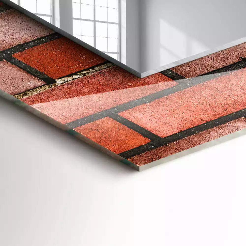 Rechteckiger dekorativer spiegel Rote Ziegelwand