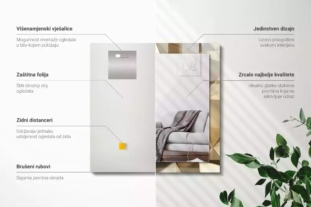 Rechteckiger dekorativer spiegel Geometrische Formen