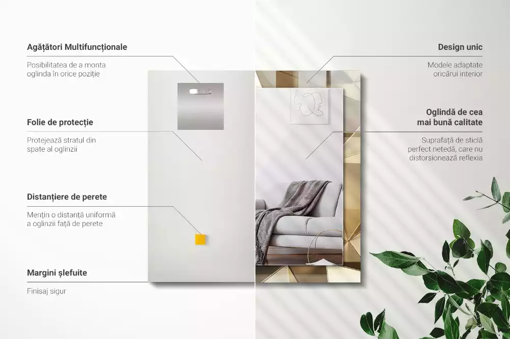 Rechteckiger dekorativer spiegel Geometrische Formen