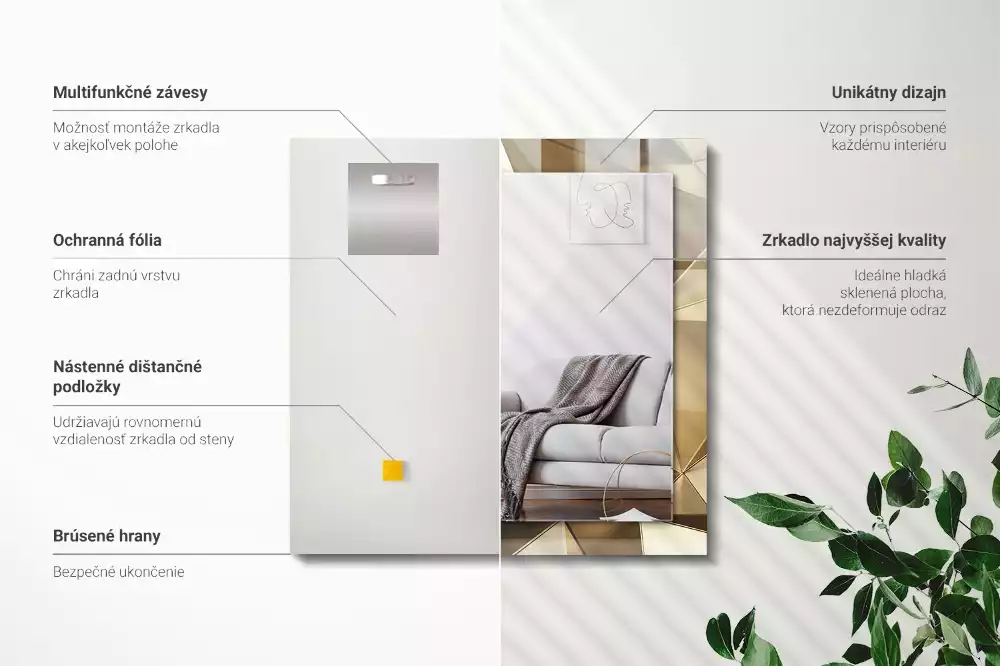 Rechteckiger dekorativer spiegel Geometrische Formen