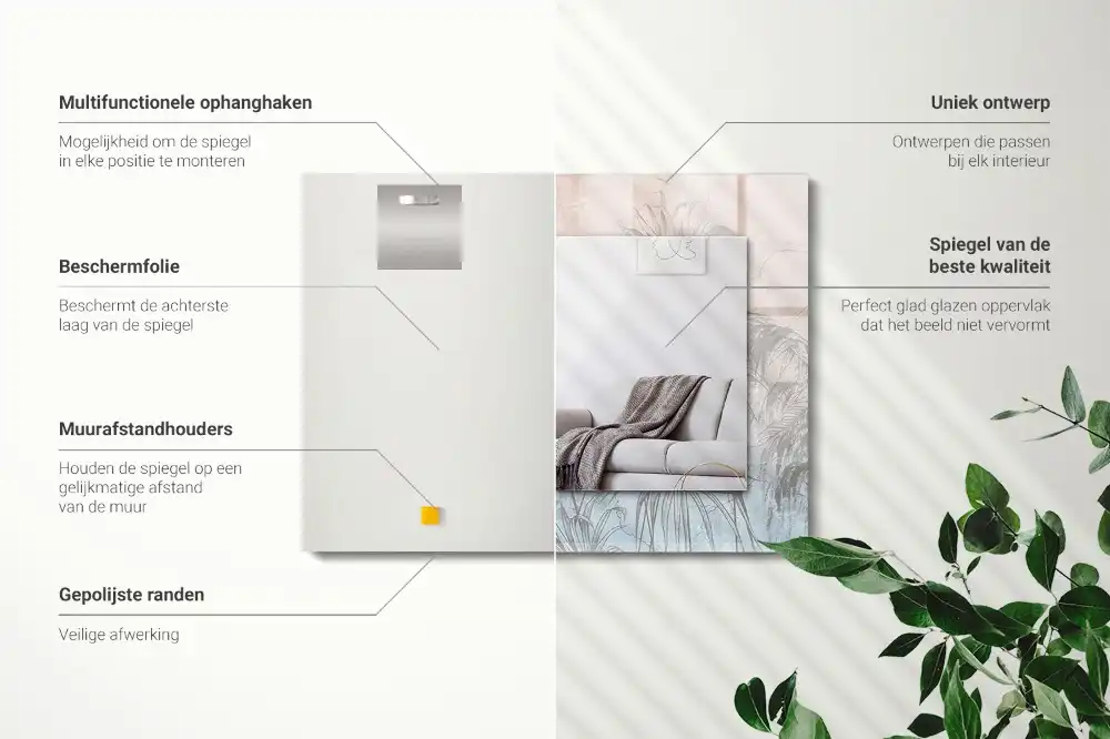 Rechteckiger spiegel Pastellpflanzen