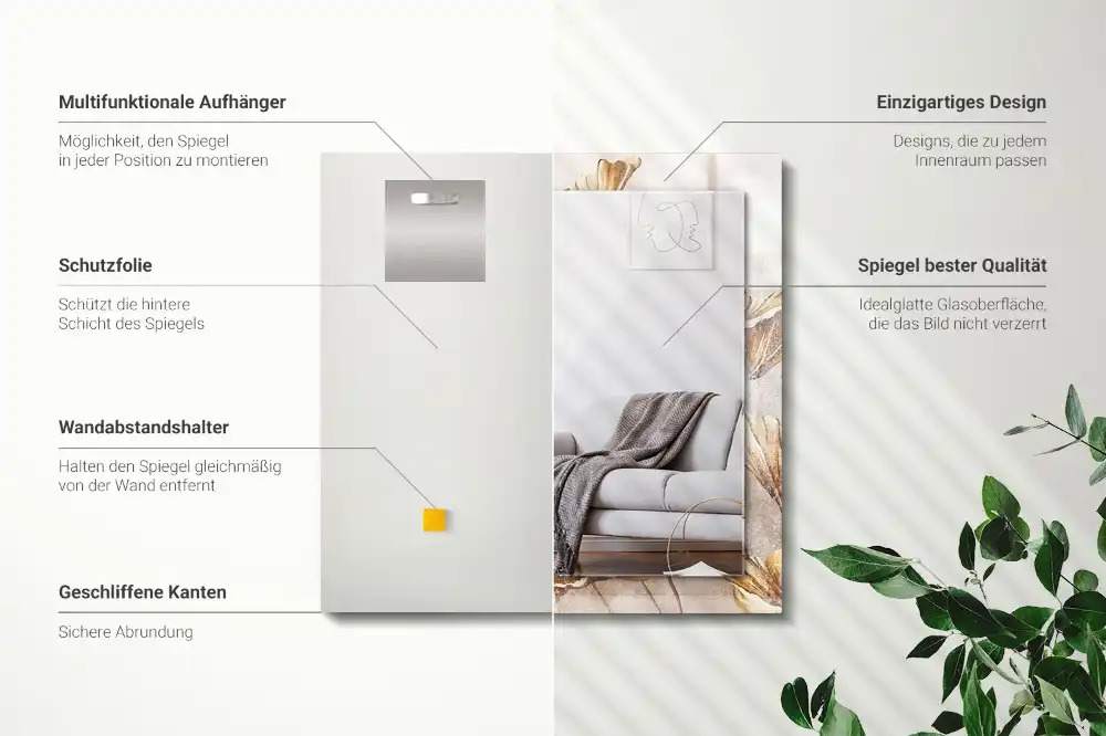 Spiegel mit rechteckigem aufdruck Vintage Blumen