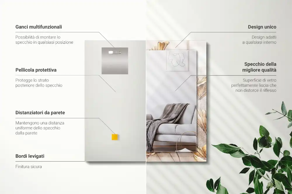 Spiegel mit rechteckigem aufdruck Vintage Blumen