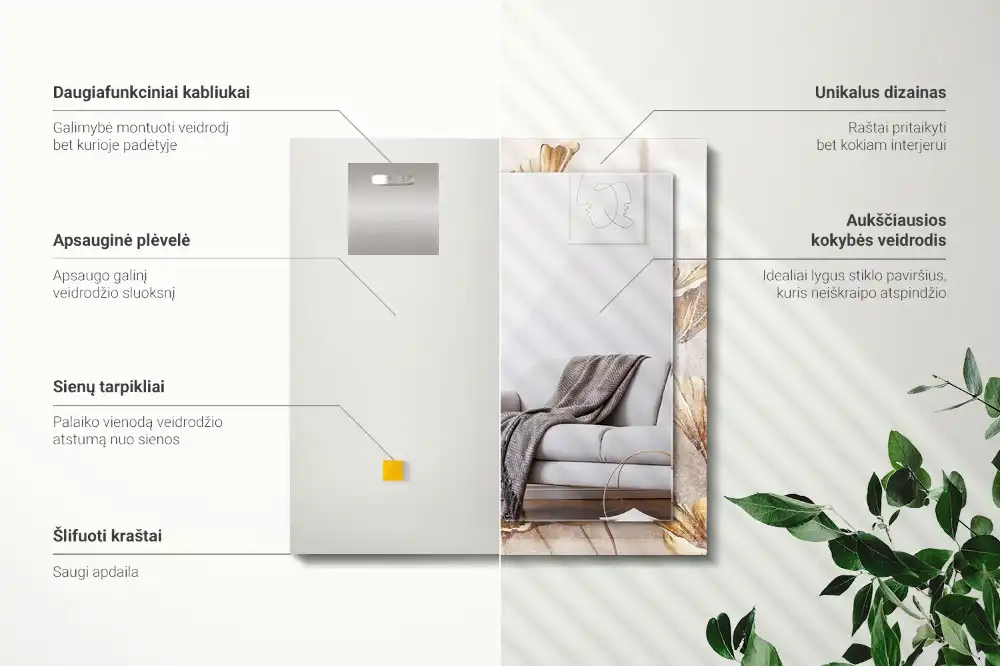 Spiegel mit rechteckigem aufdruck Vintage Blumen