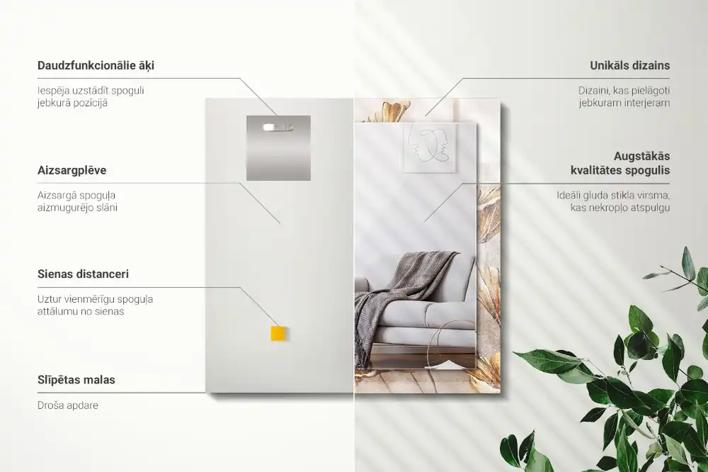 Spiegel mit rechteckigem aufdruck Vintage Blumen