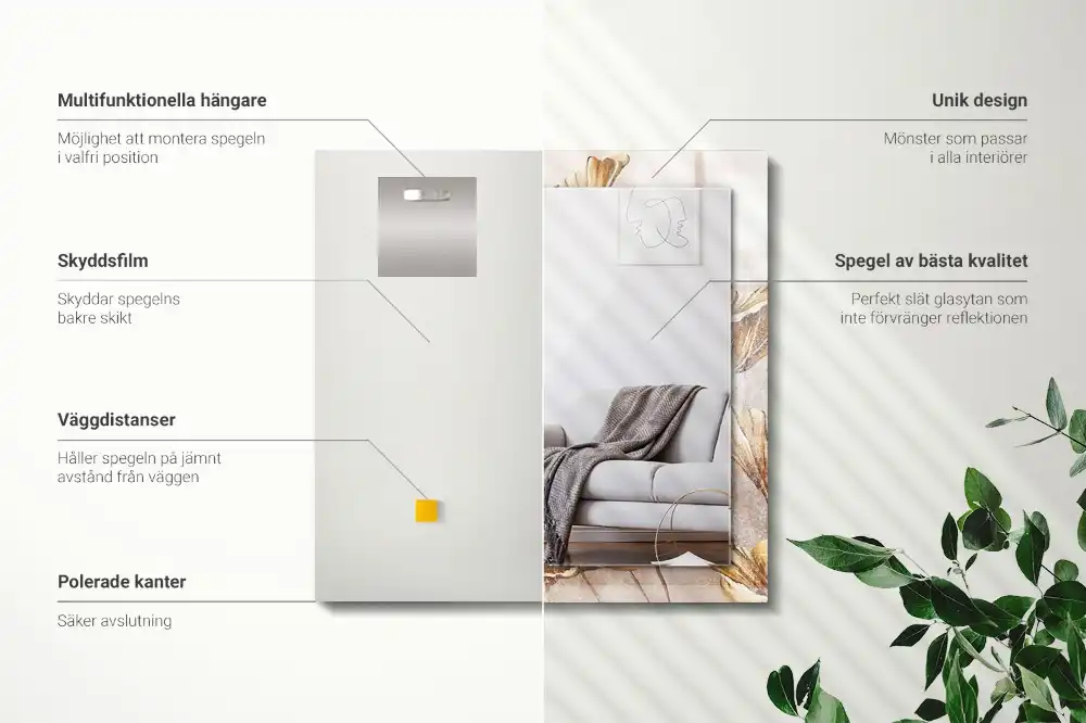 Spiegel mit rechteckigem aufdruck Vintage Blumen