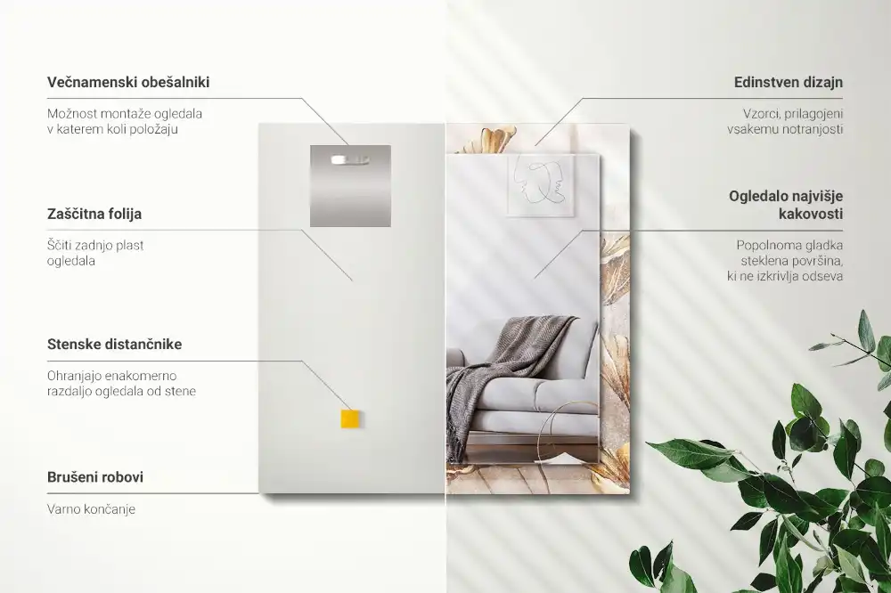 Spiegel mit rechteckigem aufdruck Vintage Blumen