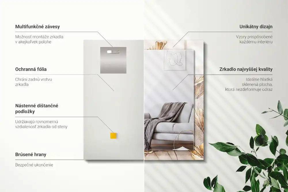 Spiegel mit rechteckigem aufdruck Vintage Blumen