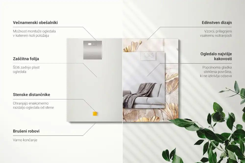 Spiegel mit rechteckigem aufdruck Vintage Blumen