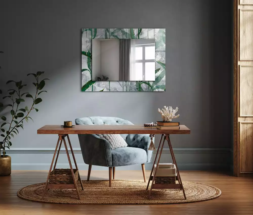 Rechteckiger spiegel Grüne Pflanzenblätter