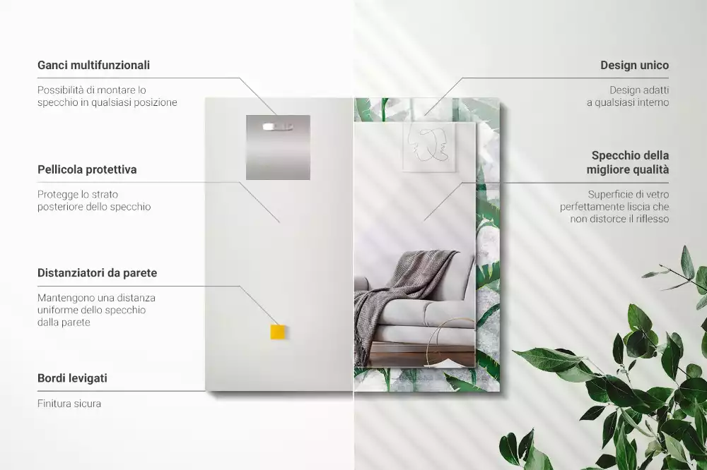 Rechteckiger spiegel Grüne Pflanzenblätter