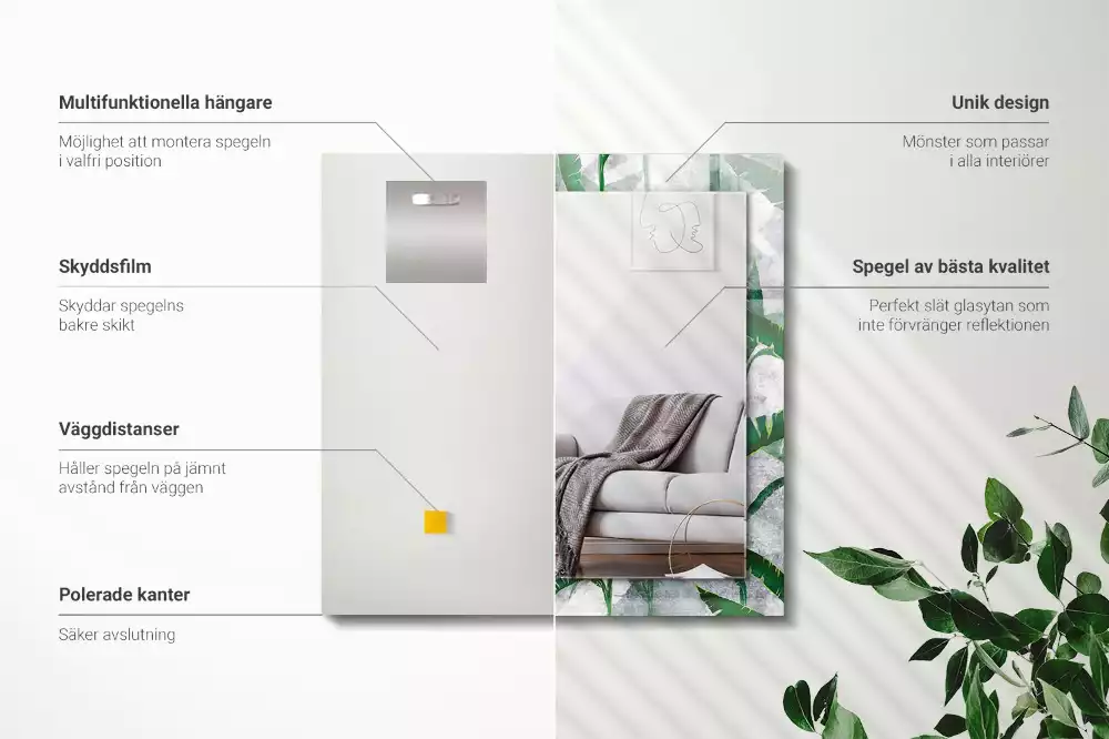 Rechteckiger spiegel Grüne Pflanzenblätter