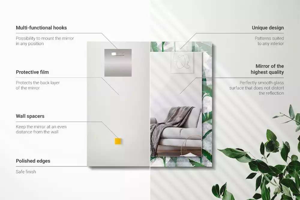 Rechteckiger spiegel Grüne Pflanzenblätter