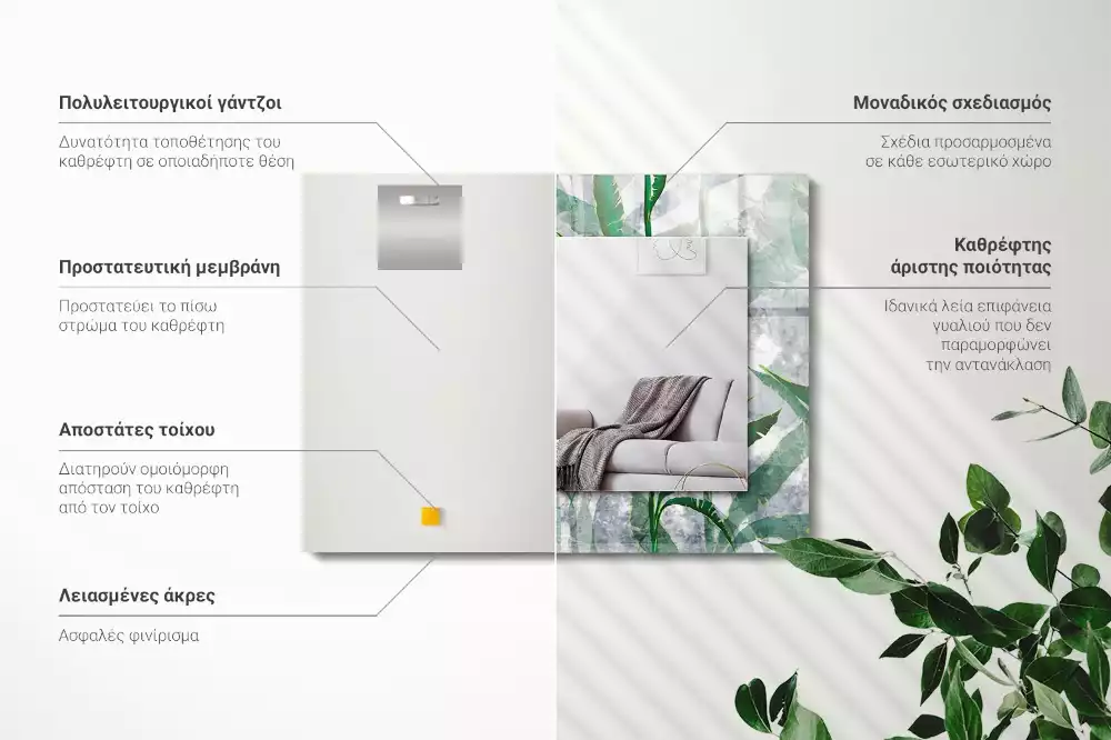 Rechteckiger spiegel Grüne Pflanzenblätter