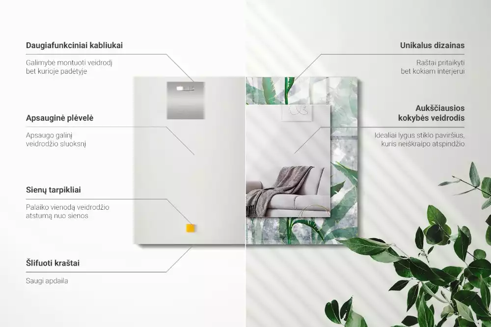 Rechteckiger spiegel Grüne Pflanzenblätter