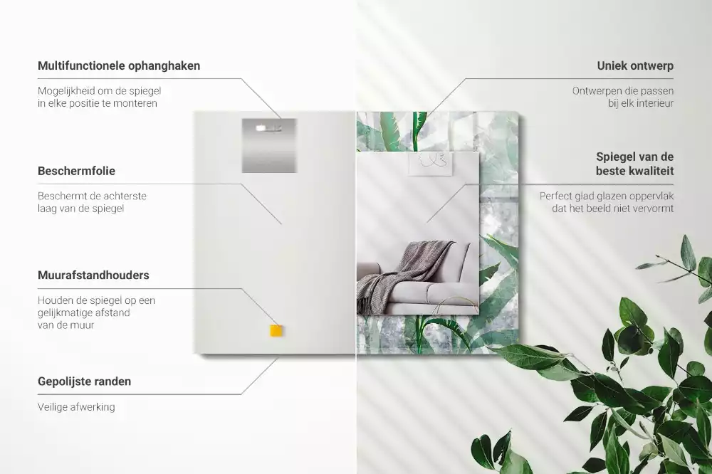 Rechteckiger spiegel Grüne Pflanzenblätter