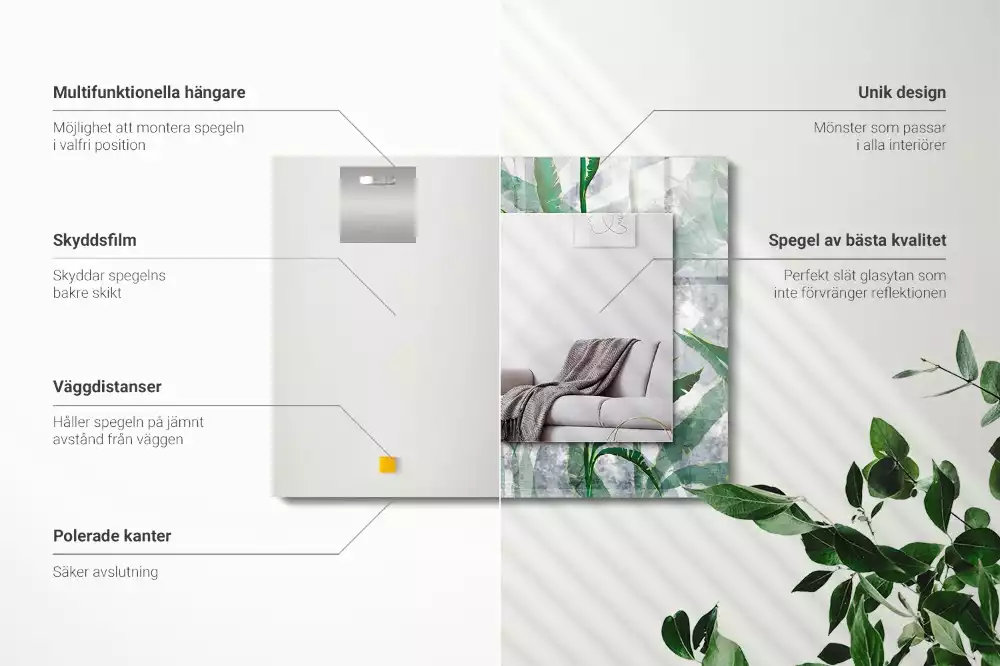 Rechteckiger spiegel Grüne Pflanzenblätter