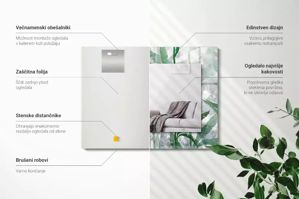 Rechteckiger spiegel Grüne Pflanzenblätter