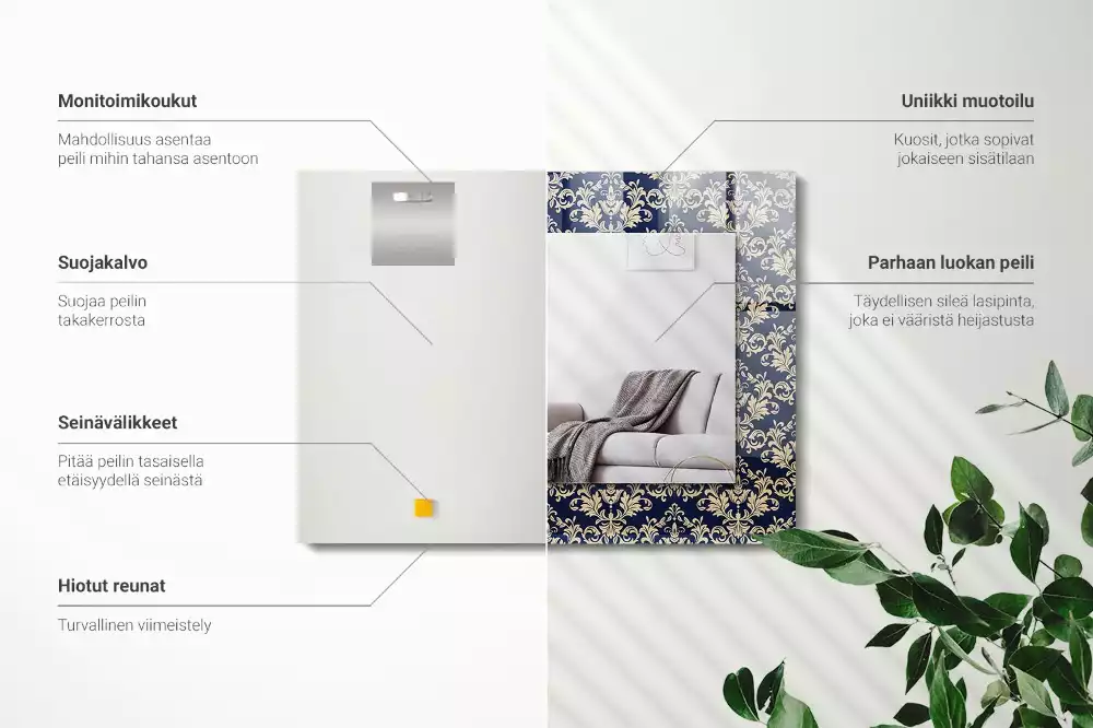 Rechteckiger dekorativer spiegel Victorianisches Tapetenmuster