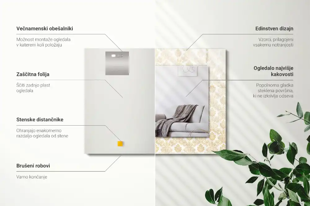 Spiegel mit rechteckigem aufdruck Gelbe Ornamente