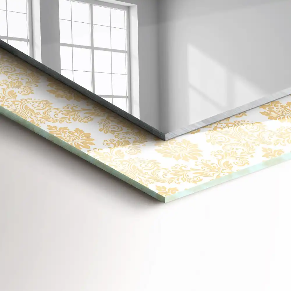 Spiegel mit rechteckigem aufdruck Gelbe Ornamente