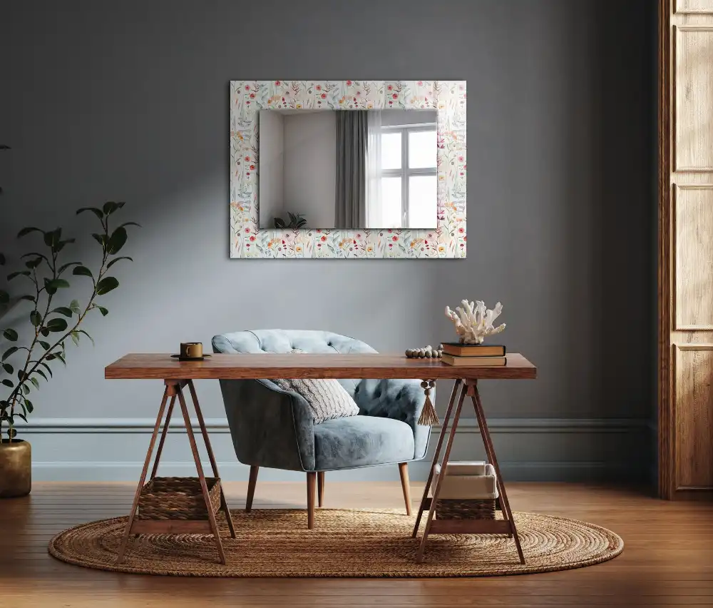 Rechteckiger spiegel Aquarell-Blumenmuster