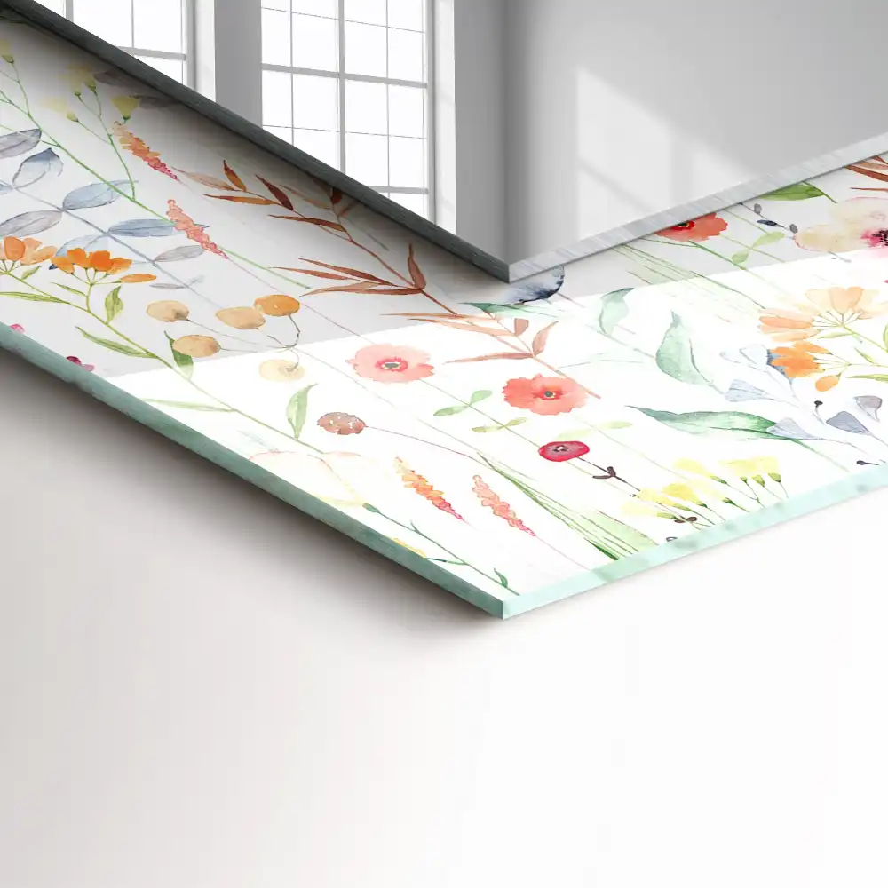 Rechteckiger spiegel Aquarell-Blumenmuster