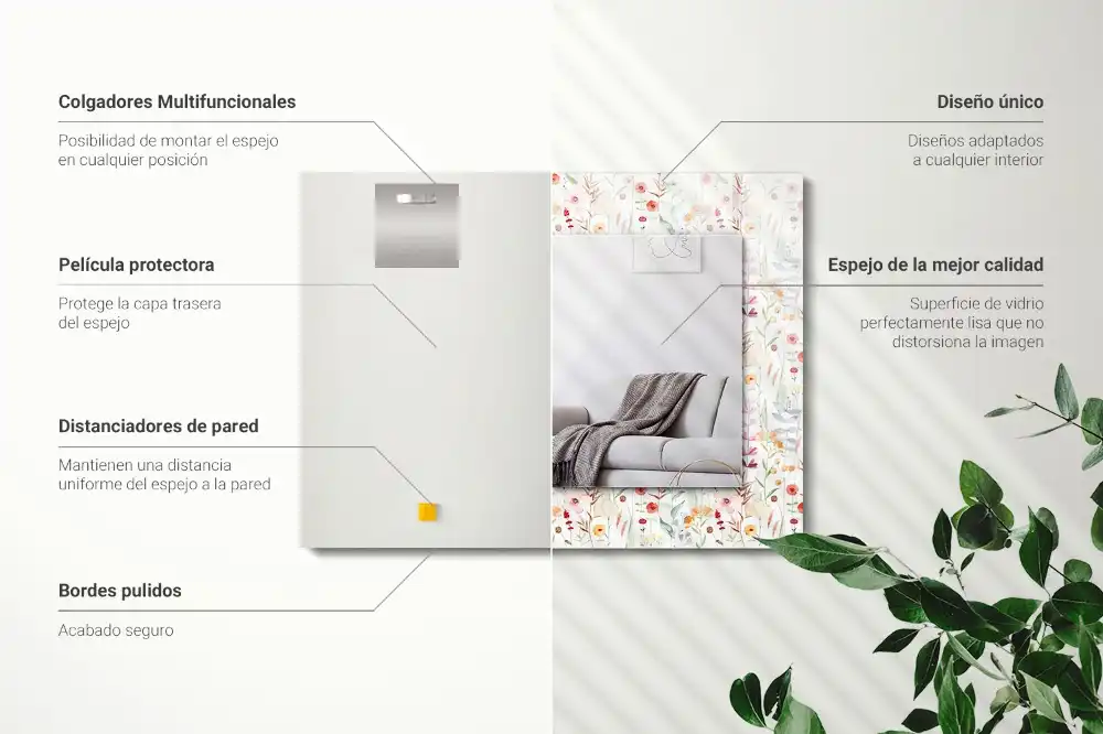Rechteckiger spiegel Aquarell-Blumenmuster
