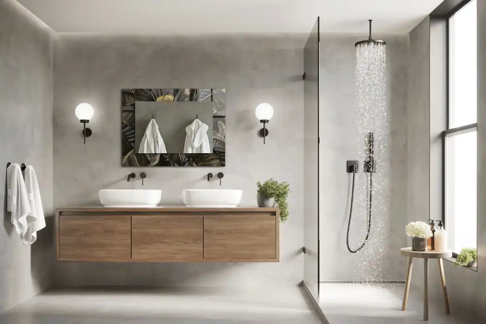 Rechteckiger dekorativer spiegel Blumen und Kolibris