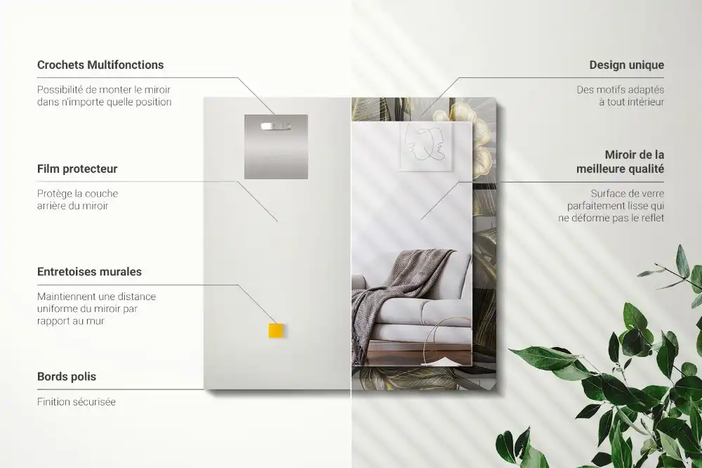 Rechteckiger dekorativer spiegel Blumen und Kolibris