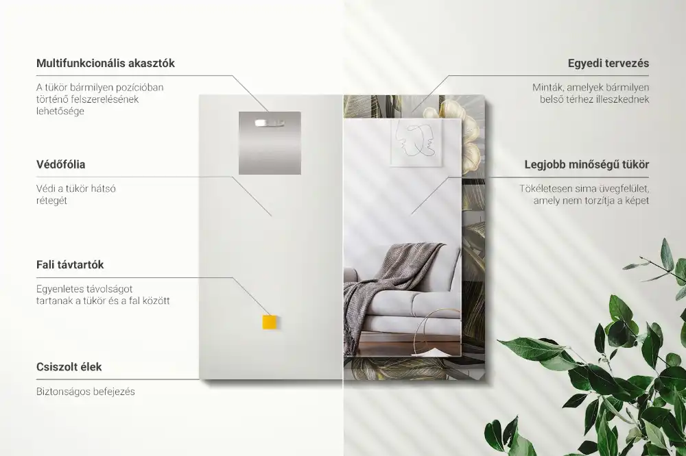 Rechteckiger dekorativer spiegel Blumen und Kolibris