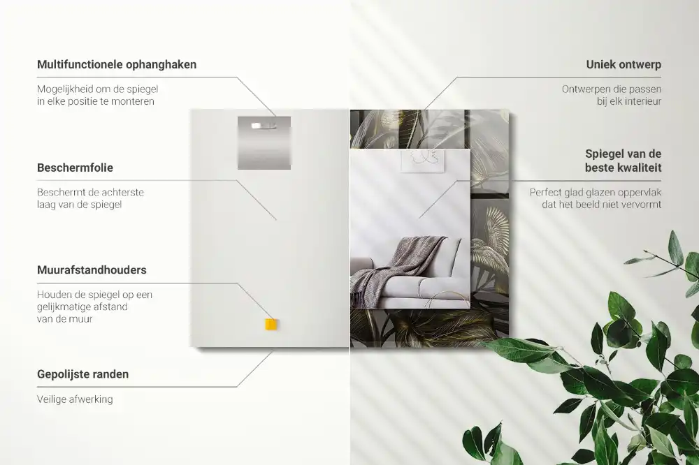 Rechteckiger dekorativer spiegel Blumen und Kolibris