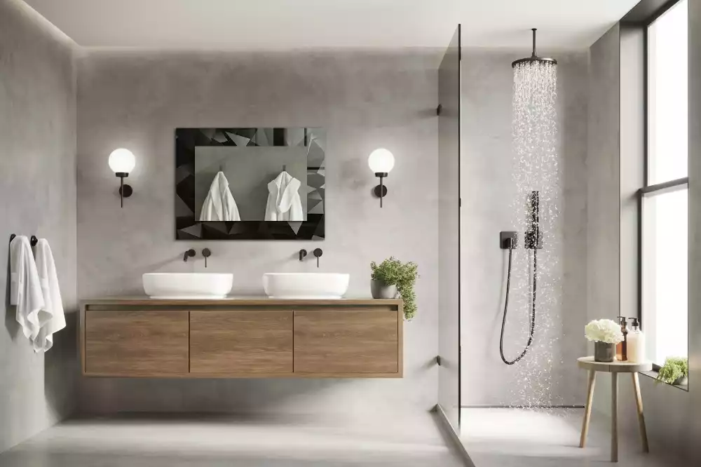 Rechteckiger spiegel Schwarze geometrische Formen