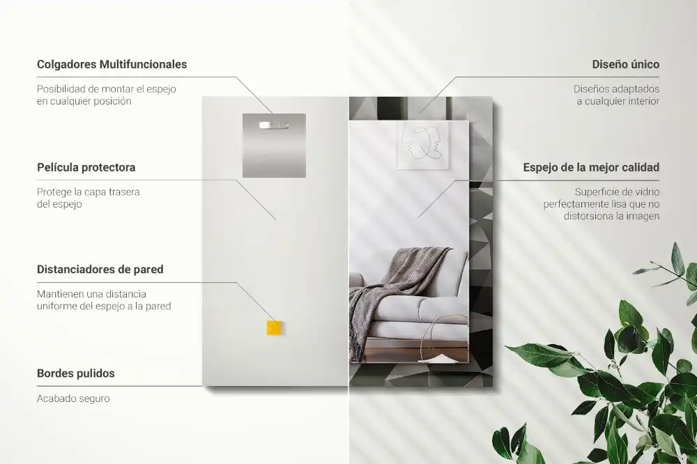 Rechteckiger spiegel Schwarze geometrische Formen