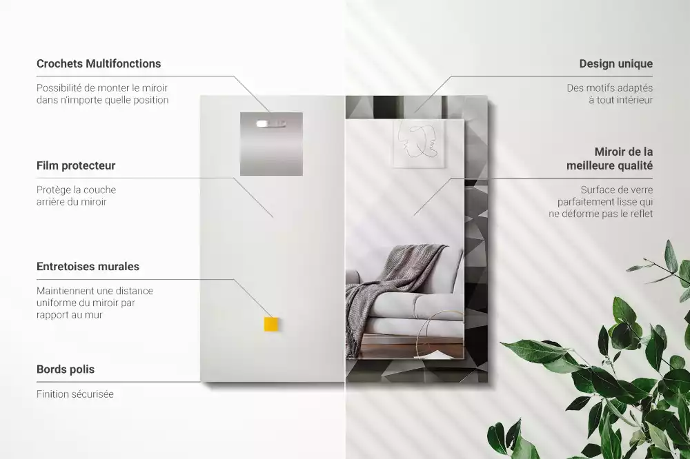 Rechteckiger spiegel Schwarze geometrische Formen