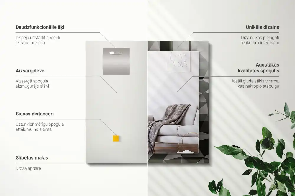 Rechteckiger spiegel Schwarze geometrische Formen