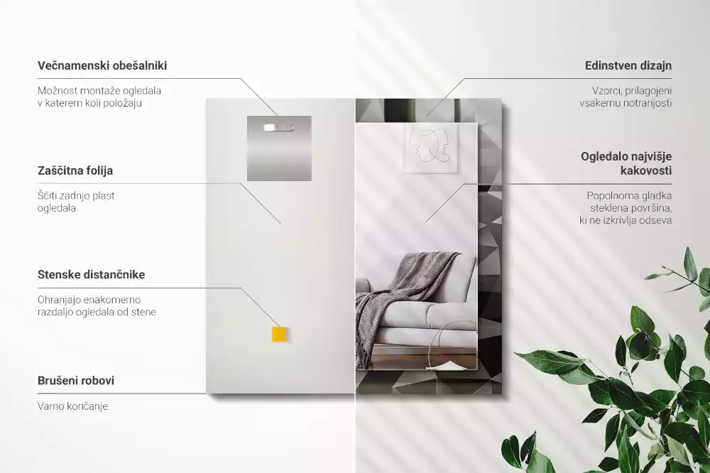 Rechteckiger spiegel Schwarze geometrische Formen