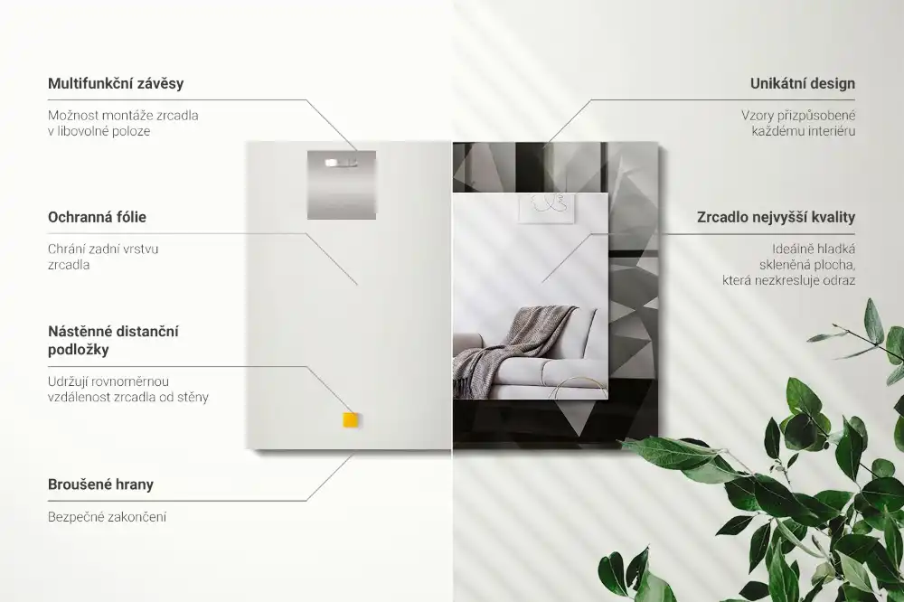 Rechteckiger spiegel Schwarze geometrische Formen