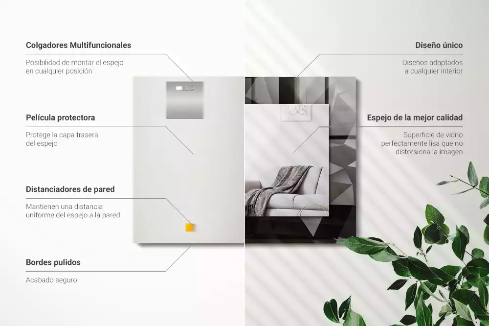 Rechteckiger spiegel Schwarze geometrische Formen