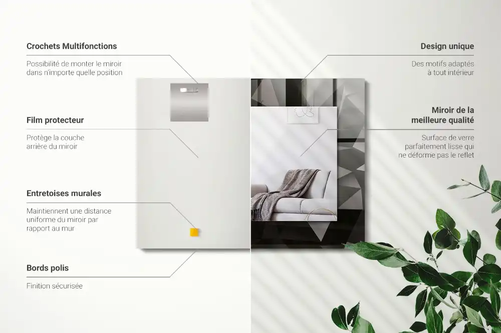 Rechteckiger spiegel Schwarze geometrische Formen