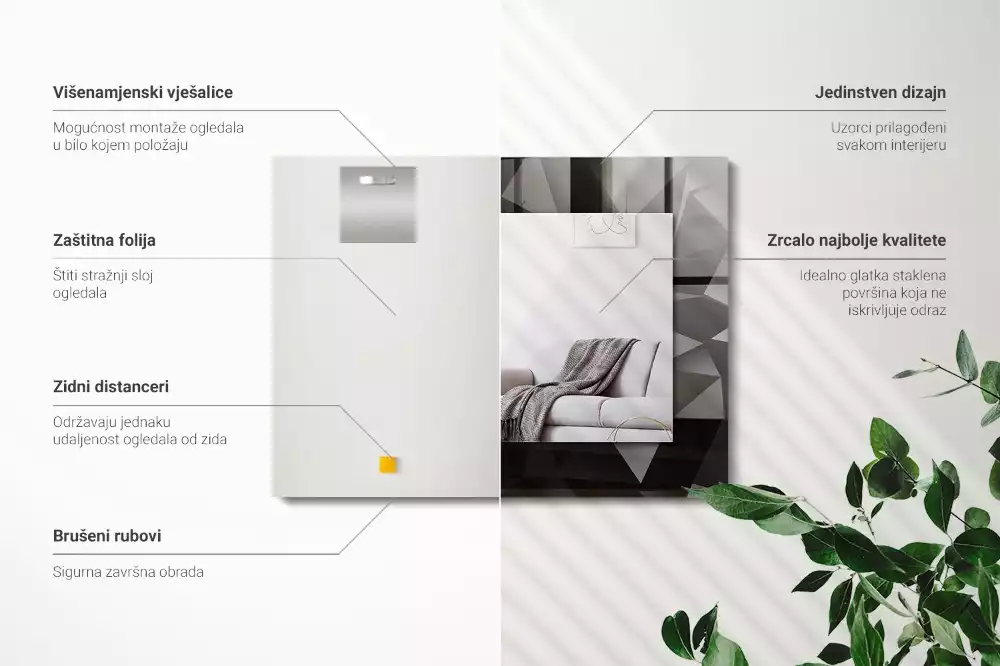 Rechteckiger spiegel Schwarze geometrische Formen