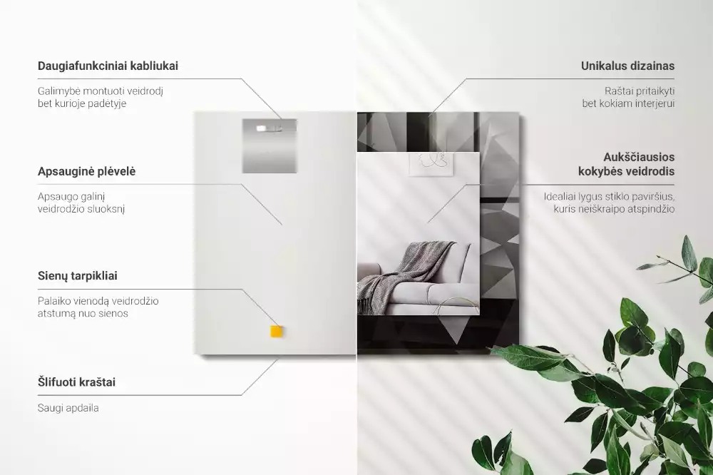 Rechteckiger spiegel Schwarze geometrische Formen