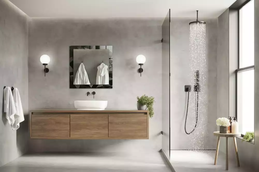 Rechteckiger spiegel Schwarze geometrische Formen