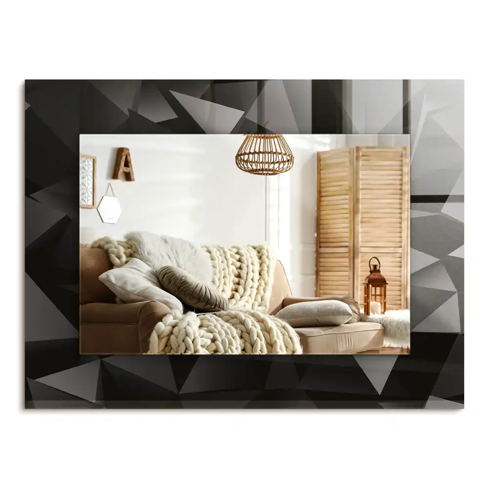 Rechteckiger spiegel Schwarze geometrische Formen