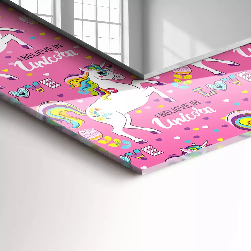 Rechteckiger spiegel Einhörner Regenbogen Herzen